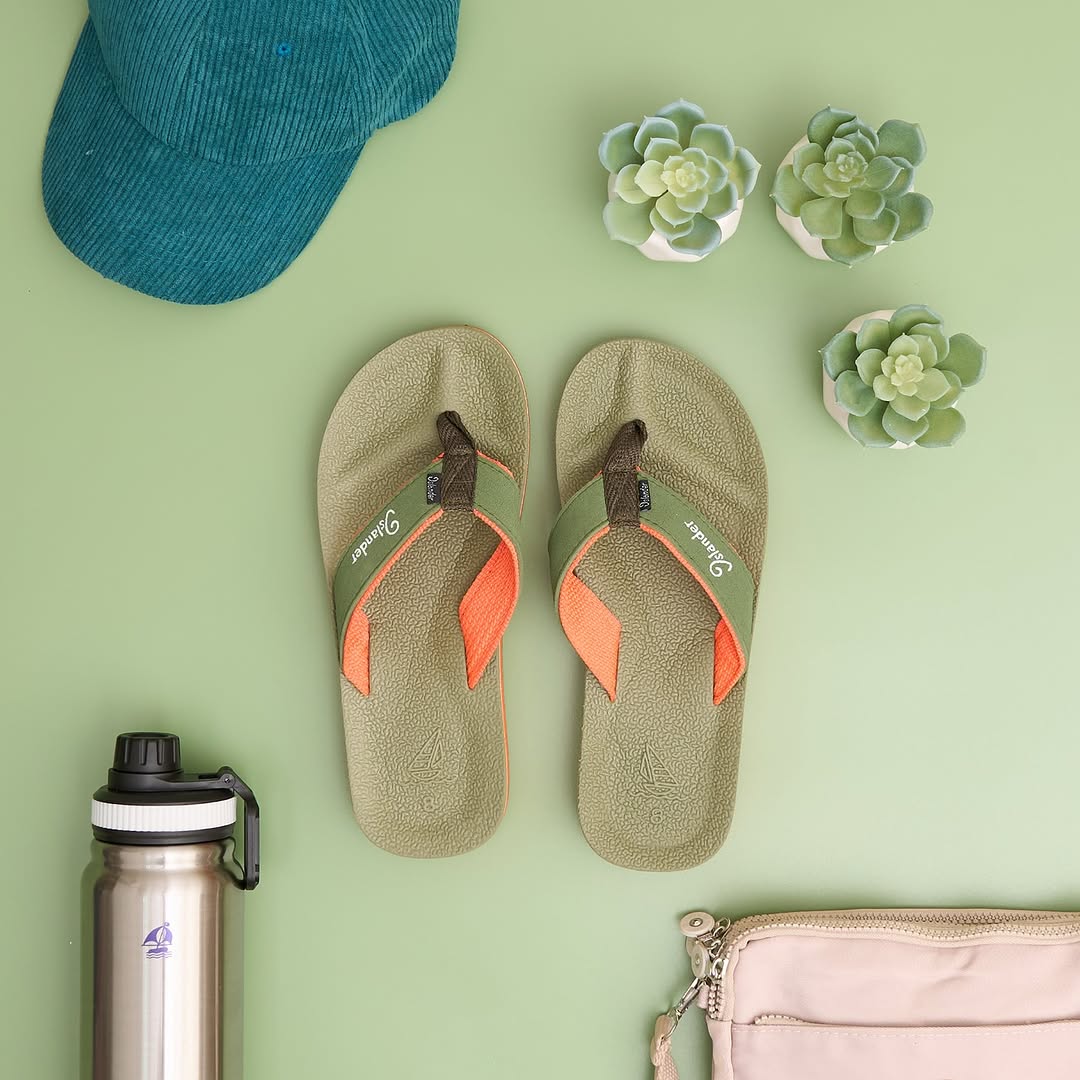 2300 Series Sandals (Flip Flops) - Olive Green / Orange
