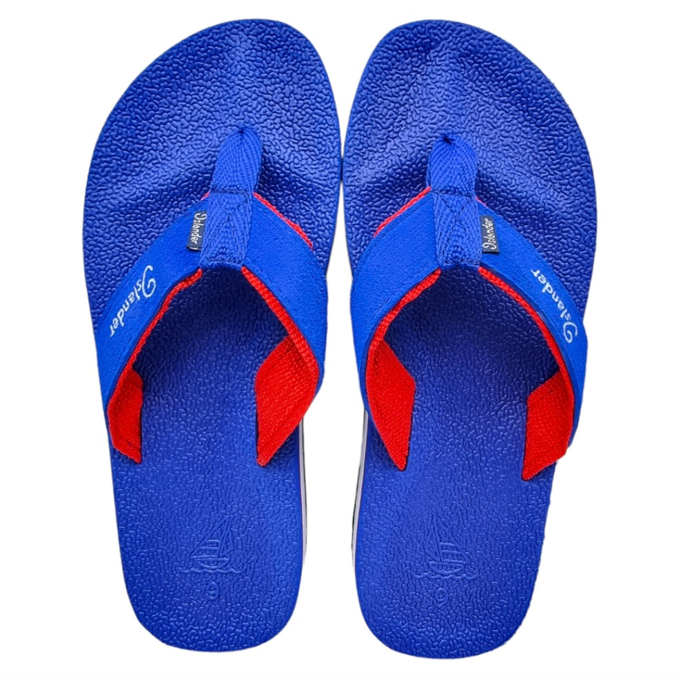 Royal Blue Flip Flops Deep Blue Picnic Logo Embossed Slick Natural